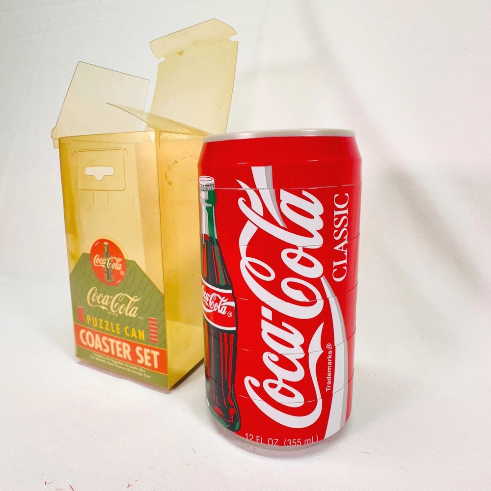 Vintage 1995 Coca-Cola Puzzle Can Coaster Set Stackable 6 Piece Coke Classic Can - Picture 13 of 13